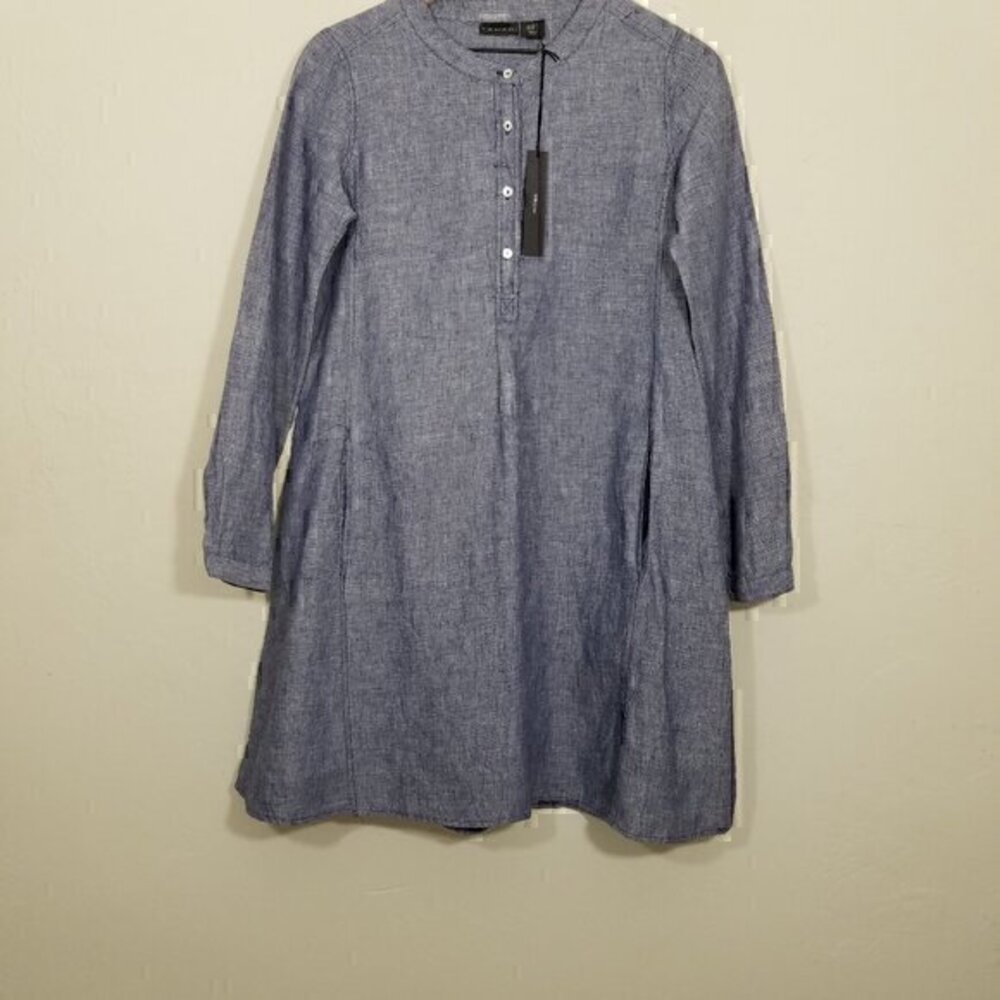 NWT Elie Tahari 100% Linen Long Sleeve Dress with Pockets Size XS